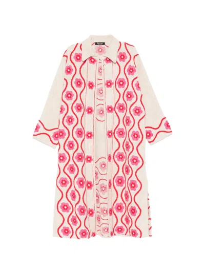 Blaklace Floral-embrodairy Coat In White