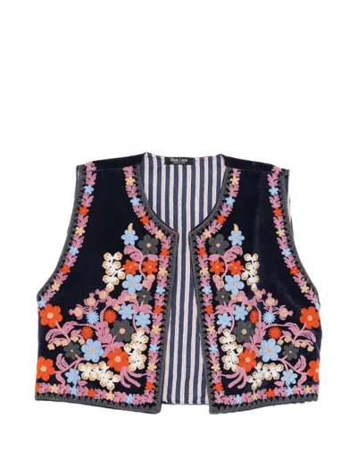 Blaklace Floral-embroidered Blouse In Blue