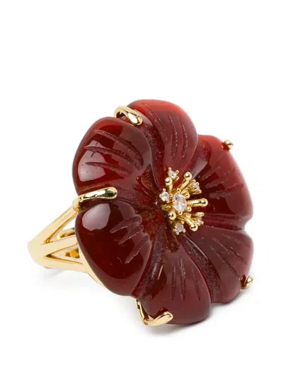 Blaklace Flower Stone Ring In Gold