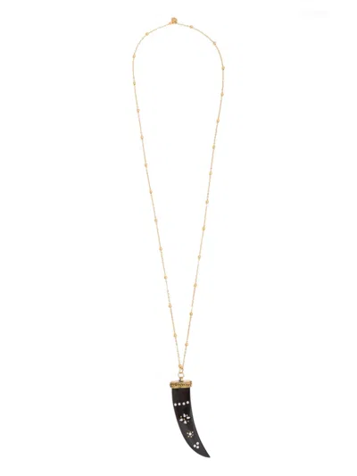 Blaklace Horn Necklace In Black