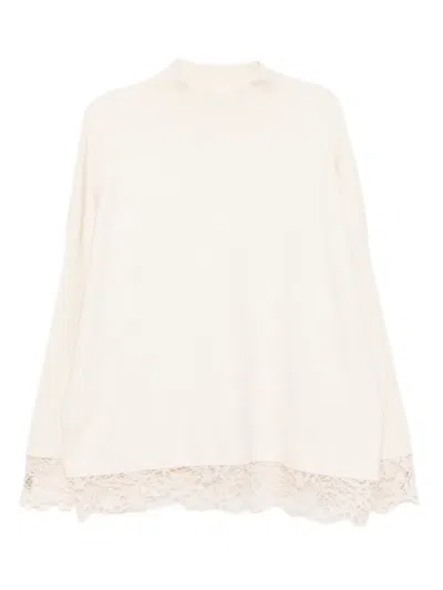 Blaklace Lace Trim Top In Neutral