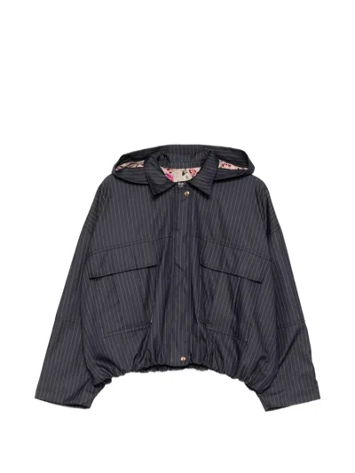 Blaklace Pinstripe Hooded Jacket In Black