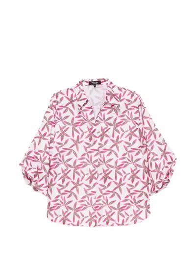 Blaklace Puffed-sleeve Printed Blouse In Pink
