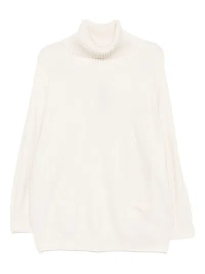 Blaklace Roll-neck Knitted Top In White