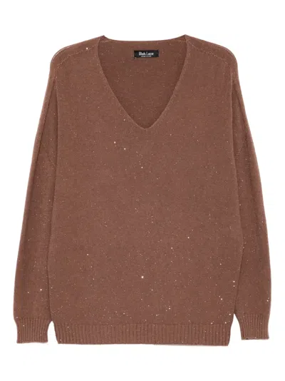 Blaklace V-neck Embellished Top In Brown