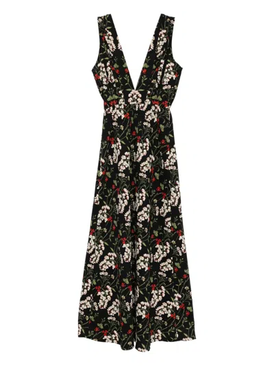 Blaklace V-neck Floral Dress In Black