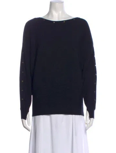 Pre-owned Blanc Noir Bateau Neckline Sweater In Black