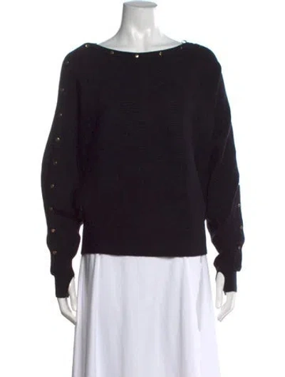 Pre-owned Blanc Noir Bateau Neckline Sweater In Black