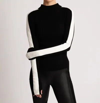 Blanc Noir Blair Mock Neck Sweater In Black In Animal Print