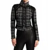 Blanc Noir Boucle Moto Mesh Jacket In Black/white In Black