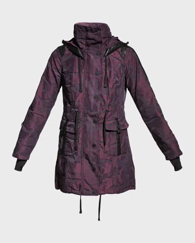 Blanc Noir Camo-print Hooded Anorak Jacket In Aubergine Camo