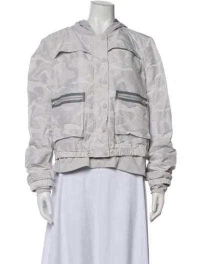Pre-owned Blanc Noir Camouflage Print Bomber Jacket In Grey