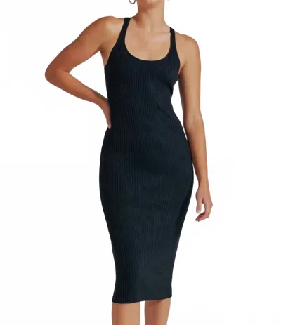 Blanc Noir Color Block Dress In Black/white In Blue