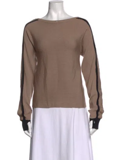 Pre-owned Blanc Noir Colorblock Pattern Bateau Neckline Sweater In Neutrals