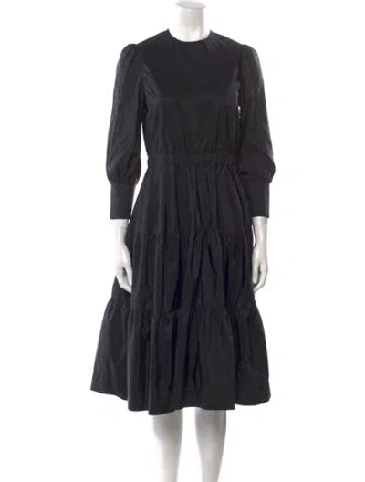 Pre-owned Blanc Noir Crew Neck Midi Length Dress In Black