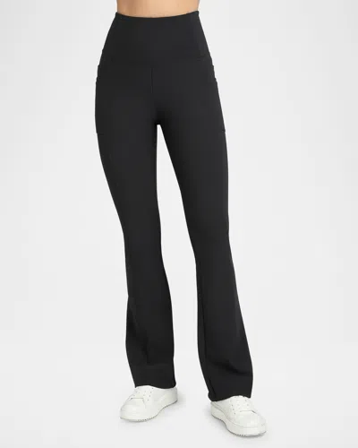 Blanc Noir Directional Rib Bootcut Pants In Black