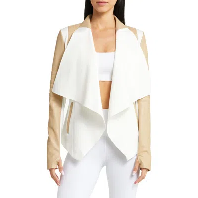 Blanc Noir Drape Front Jacket In Multi