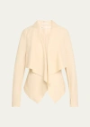 Blanc Noir Drape-front Quilted Faux-leather Jacket In Chalk