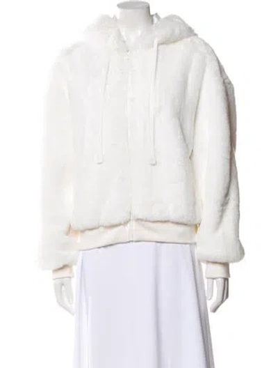 Pre-owned Blanc Noir Faux Fur Jacket In White