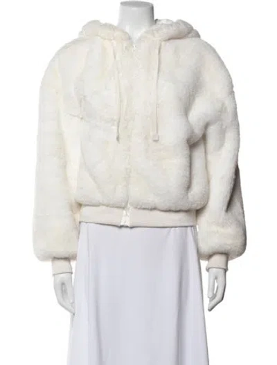 Pre-owned Blanc Noir Faux Fur Jacket In White