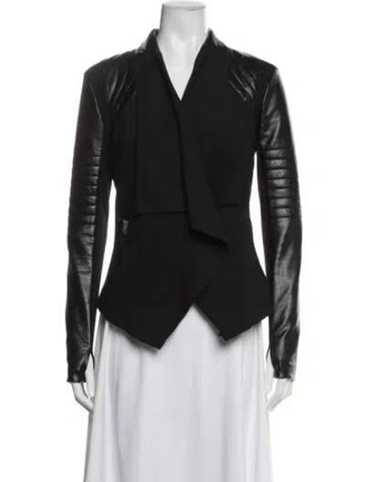 Pre-owned Blanc Noir Faux Leather Biker Jacket In Black