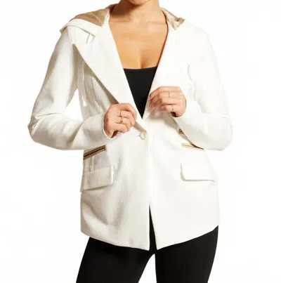 Blanc Noir Gayatri Hooded Blazer In Irish Cream/ White Alyssum