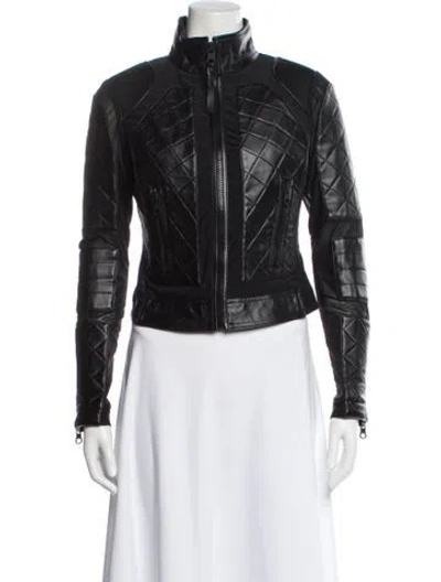 Pre-owned Blanc Noir Leather Biker Jacket In Black