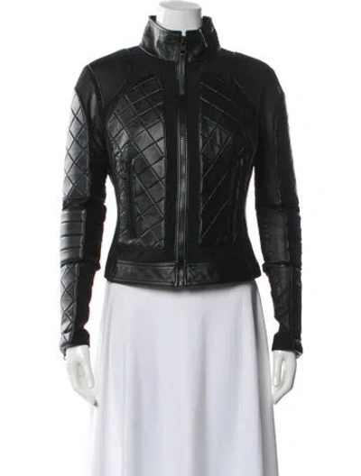 Pre-owned Blanc Noir Leather Biker Jacket In Black