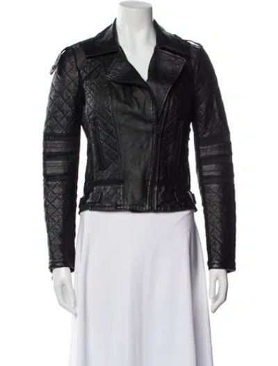 Pre-owned Blanc Noir Leather Biker Jacket In Black
