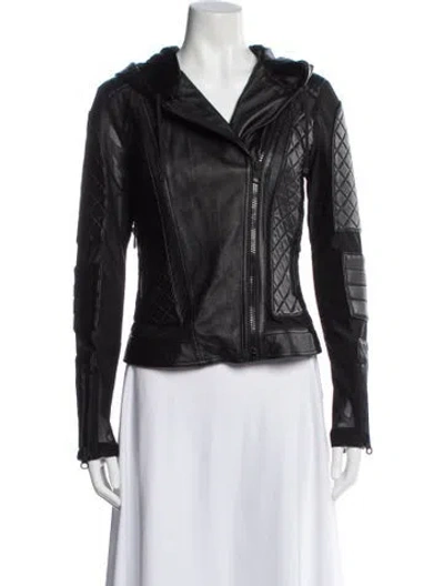 Pre-owned Blanc Noir Leather Biker Jacket In Black