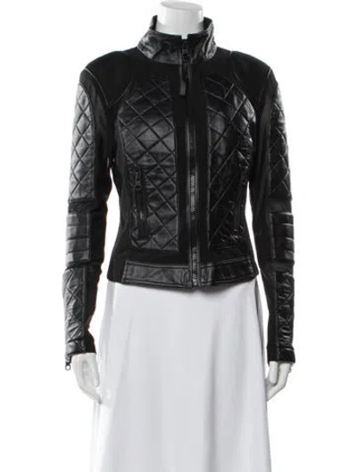 Pre-owned Blanc Noir Leather Biker Jacket In Black