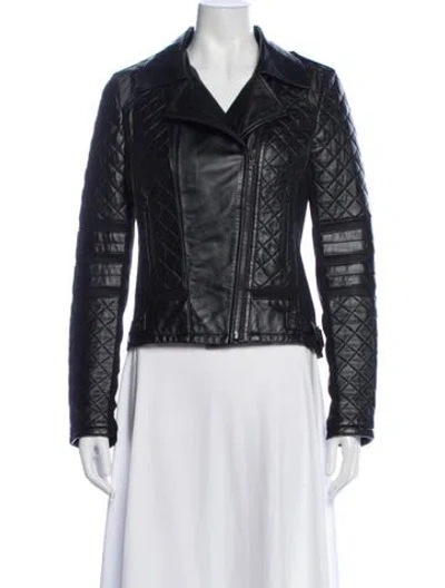 Pre-owned Blanc Noir Leather Biker Jacket In Black