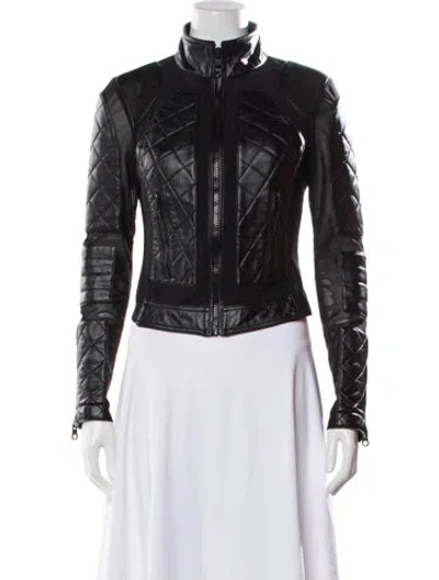 Pre-owned Blanc Noir Leather Biker Jacket In Black