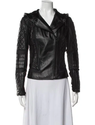 Pre-owned Blanc Noir Leather Biker Jacket In Black