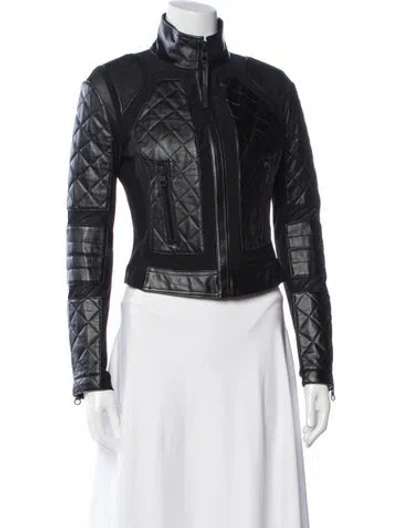 Pre-owned Blanc Noir Leather Biker Jacket In Black