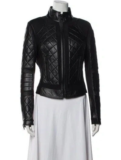 Pre-owned Blanc Noir Leather Biker Jacket In Black