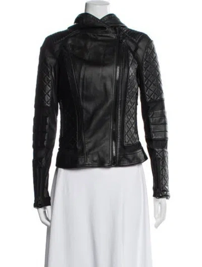 Pre-owned Blanc Noir Leather Biker Jacket In Black
