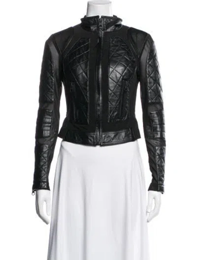 Pre-owned Blanc Noir Leather Biker Jacket In Black