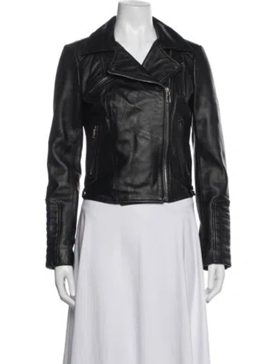 Pre-owned Blanc Noir Leather Biker Jacket In Black