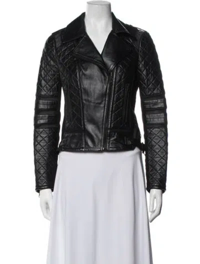 Pre-owned Blanc Noir Leather Biker Jacket In Black