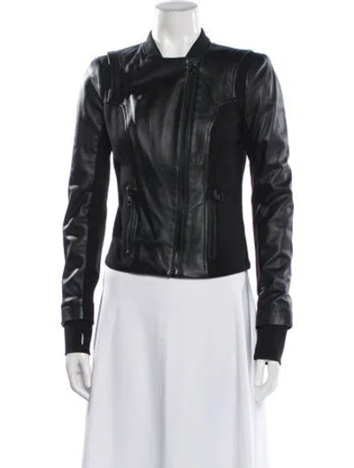 Pre-owned Blanc Noir Leather Biker Jacket In Black