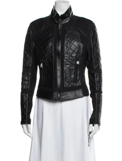 Pre-owned Blanc Noir Leather Biker Jacket In Black