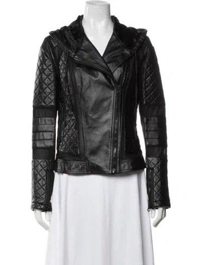 Pre-owned Blanc Noir Leather Biker Jacket In Black