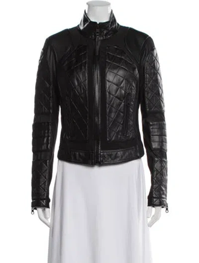 Pre-owned Blanc Noir Leather Biker Jacket In Black/grey