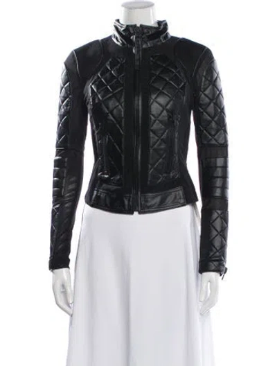 Pre-owned Blanc Noir Leather Biker Jacket In Blue