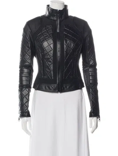 Pre-owned Blanc Noir Leather Biker Jacket In Blue