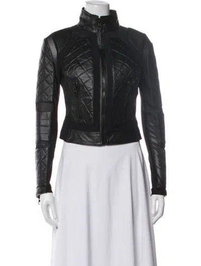 Pre-owned Blanc Noir Leather Biker Jacket In Gray