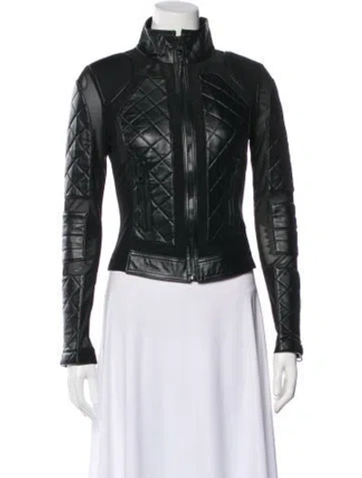 Pre-owned Blanc Noir Leather Biker Jacket In Green