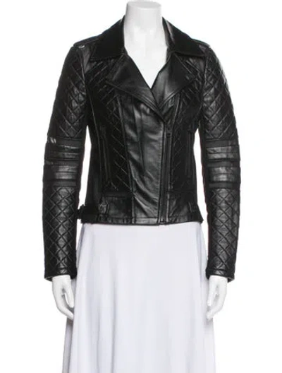 Pre-owned Blanc Noir Leather Biker Jacket In Green