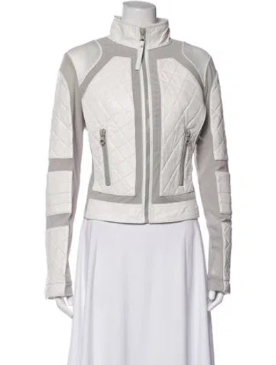 Pre-owned Blanc Noir Leather Biker Jacket In Grey